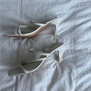 Aldo White Strappy Heels - kitten heel square toe